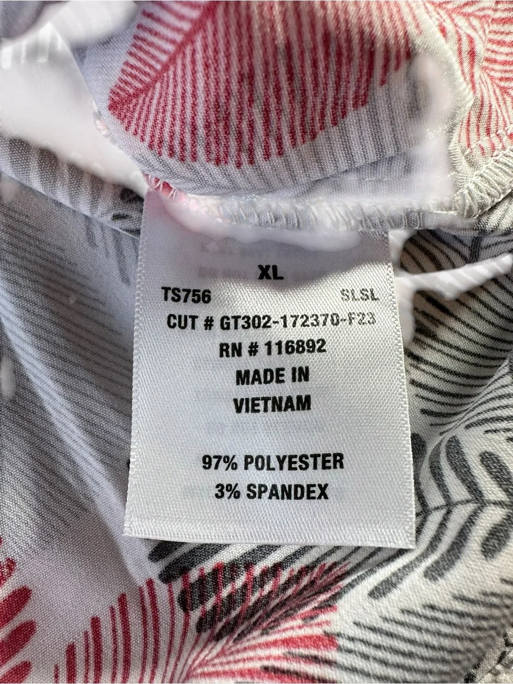 NWT Butter-Soft Stretch V-Neck Leaf Print Scrub Top — Pink & Gray XL - Picture 11 of 12